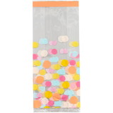 Wilton 1912-0-0377 Yellow, Blue, Pink and Orange Polka Dot Treat Bags and Ties, 20-Count