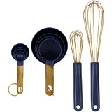 Wilton 2103-0-0069 Navy Blue and Gold Kitchen Utensils Mix and Measure Set, 10-Piece