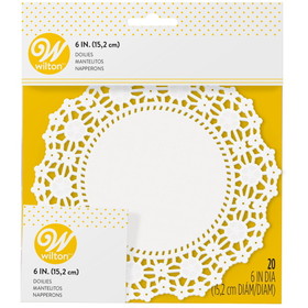 Wilton 2104-90206 Lacy Floral 6-Inch Bright White Paper Doilies, 20-Count