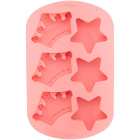 Wilton 2105-0-0685 Royal Crowns and Stars Silicone Cake Mold, 6-Cavity