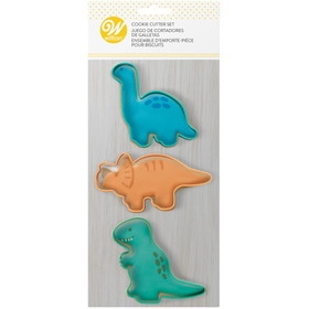 Wilton 2308-0-0292 Dinosaur Cookie Cutters, 3-Piece Set (Triceratops, T-Rex, Brontosaurus)