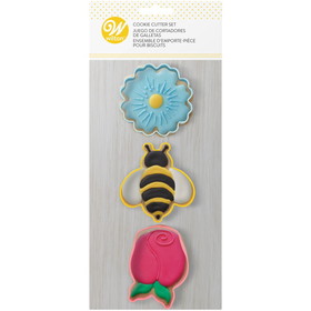 Wilton 2308-0-0293 Daisy, Bumblebee and Tulip Spring Cookie Cutter Set, 3-Piece