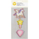 Wilton 2308-0-0295 Unicorn, Magic Wand and Diamond Cookie Cutters, 3-Piece Set