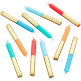 Wilton 2811-0-0059 Blue, Orange & Red Gold-Dipped Birthday Candles, 10-Count