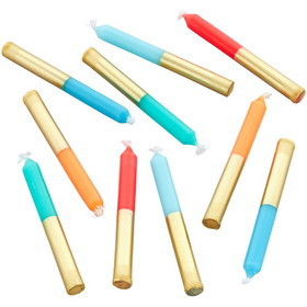 Wilton 2811-0-0059 Blue, Orange &amp; Red Gold-Dipped Birthday Candles, 10-Count