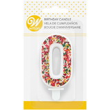 Wilton 2811-0-0064 Sprinkle Pattern Number 0 Birthday Candle, 3-Inch