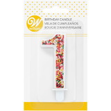 Wilton 2811-0-0065 Sprinkle Pattern Number 1 Birthday Candle, 3-Inch