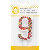 Wilton 2811-0-0073 Sprinkle Pattern Number 9 Birthday Candle, 3-Inch