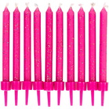 Wilton 2811-244 Pink Glitter Birthday Candles, 10-Count