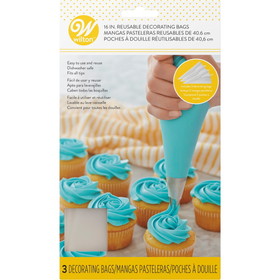 Wilton 404-0-0018 16-Inch Reusable Piping Bags for Cake Decorating, 3-Count