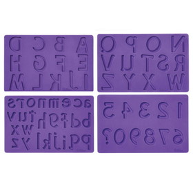 Wilton 409-2547 Silicone Letters and Numbers Fondant and Gum Paste Molds, 4-Piece - Cake Decorating Supplies