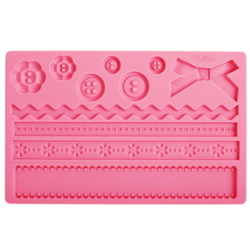 Wilton 409-2563 Silicone Ribbon and Fabric Fondant and Gum Paste Mold - Cake Decorating Supplies