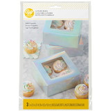 Wilton 416-0-0019 6.5 x 6.5 x 3-Inch Iridescent Cupcake Treat Boxes with Window, 3-Count