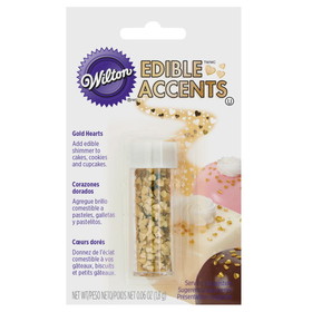 Wilton 703-203 Gold Heart Edible Accents, 0.06 oz. - Cake Decorating Supplies