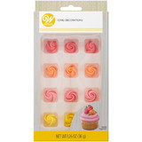 Wilton 708-0-0244 Red, Orange, Pink and Yellow Rose Royal Icing Decorations, 12-Count
