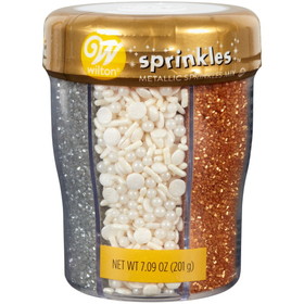 Wilton 710-0-0628 6-Cell Metallic Sprinkles Mix with Turning Lid, 7.09 oz.