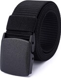 TOPTIE Nylon Web Belt, Work Tactical Waist Strap With Non-Metal Plastic Buckle, Trim to Fit