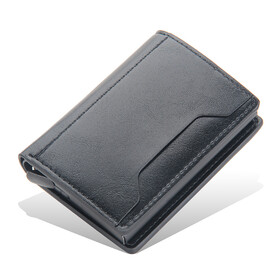Muka Unisex Minimalist Wallet PU Leather RFID Blocking Card Holder Auto Eject Aluminum Core for Business & Travel