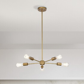 Warehouse of Tiffany 2005/5PA Walt 21.7 in. 5-Light Indoor Matte Gold Finish Chandelier with Light Kit