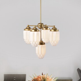 Warehouse of Tiffany 2006/5P Kit 16.8 in. 5-Light Indoor Matte Gold Finish Chandelier with Light Kit