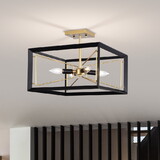 Warehouse of Tiffany 2014/4SF Jaysen 15.7 in. 4-Light Indoor Matte Black and Gold Semi-Flush Mount Ceiling Light with Light Kit
