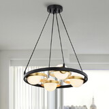 Warehouse of Tiffany 2036/4BG Pomponia 18 in. 4-Light Indoor Matte Black and Satin Gold Finish Chandelier with Light Kit