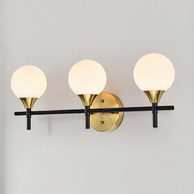 Warehouse of Tiffany 3003/3W Aeneas 17 in. 3-Light Indoor Matte Black and Brass Finish Wall Sconce with Light Kit