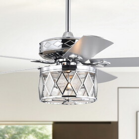 Warehouse of Tiffany AL02P01CH Cadella 52 in. 2-Light Indoor Chrome Finish Ceiling Fan with Light Kit and Remote