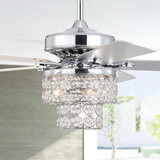 Warehouse of Tiffany AL03P01CH Caderina 52 in. 4-Light Indoor Chrome Finish Ceiling Fan with Light Kit and Remote