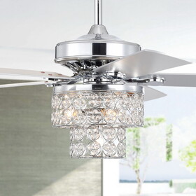 Warehouse of Tiffany AL03P01CH Caderina 52 in. 4-Light Indoor Chrome Finish Ceiling Fan with Light Kit and Remote