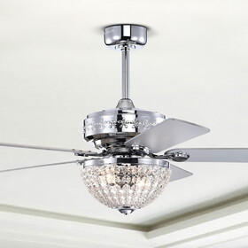 Warehouse of Tiffany AW01W03CR Itzel 52 in. 2-Light Indoor Chrome Finish Ceiling Fan Chandelier with Light Kit