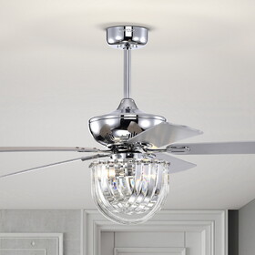 Warehouse of Tiffany AW01W05CR Zyanya 52 in. 3-Light Indoor Chrome Finish Ceiling Fan Chandelier with Light Kit