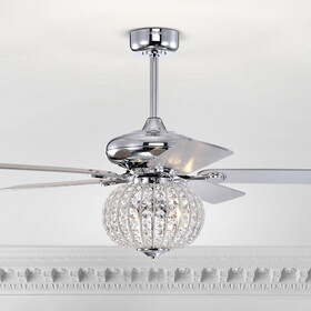 Warehouse of Tiffany AW01W08CR Gahila 52 in. 2-Light Indoor Chrome Finish Ceiling Fan Chandelier with Light Kit