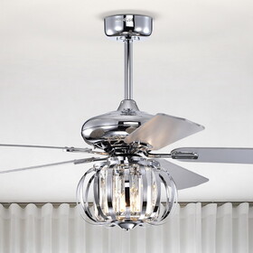 Warehouse of Tiffany AW01W09CR Tamaya 52 in. 3-Light Indoor Chrome Finish Ceiling Fan Chandelier with Light Kit