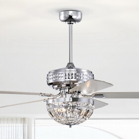 Warehouse of Tiffany AY01Y01CR Alora 52 in. 3-Light Indoor Polished Chrome Finish Ceiling Fan with Light Kit