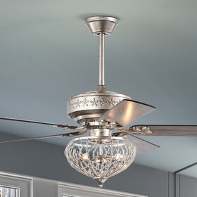 Warehouse of Tiffany AY05Y05AS Kannon 52 in. 3-Light Indoor Antique Silver Finish Ceiling Fan with Light Kit
