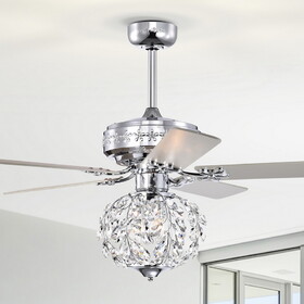 Warehouse of Tiffany AY06Y06CR Wellas 52 in. 3-Light Indoor Polished Chrome Finish Ceiling Fan with Light Kit