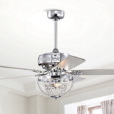 Warehouse of Tiffany AY13Y13CR Santana 52 in. 3-Light Indoor Polished Chrome Finish Ceiling Fan with Light Kit