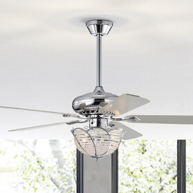Warehouse of Tiffany AY15Y15CR Araceli 52 in. 3-Light Indoor Chrome Finish Ceiling Fan with Light Kit and Remote
