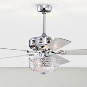 Warehouse of Tiffany AY16Y16CR Callen 52 in. 3-Light Indoor Chrome Finish Ceiling Fan with Light Kit
