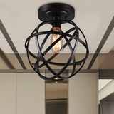Warehouse of Tiffany C1710-1 Emrael Antique Black Globe Ceiling Lamp