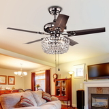 Warehouse of Tiffany CFL-8110 Angel 3-light Crystal Chandelier 5-blade 43-inch Brown Ceiling Fan (Optional Remote)