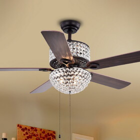 Warehouse of Tiffany CFL-8170BL Laure 20 in. 6-Light Indoor Bronze Finish Hand Pull Chain Ceiling Fan with Light Kit