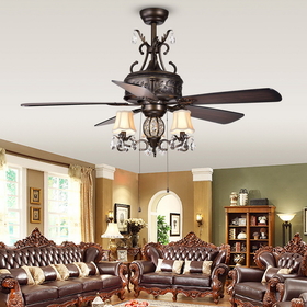 Warehouse of Tiffany CFL-8211AB Firtha 52-Inch 5-Blade Antique Lighted Ceiling Fans with Branched French Chandelier