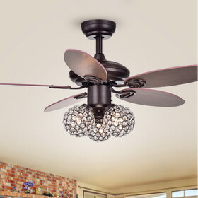 Warehouse of Tiffany CFL-8279REMO/BR Casimer 42 in. 3-Light Indoor Bronze Finish Remote Controlled Ceiling Fan with Light Kit