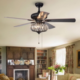 Warehouse of Tiffany CFL-8306 Chrysaor 3-Light Crystal 5-Blade 52-Inch Brown Ceiling Fan (Optional Remote)