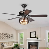 Warehouse of Tiffany CFL-8307 Nettle 3-light Shaded Glass and Crystal 5-blade 52-inch Pear Black Ceiling Fan with Remote