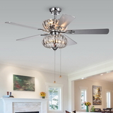 Warehouse of Tiffany CFL-8315CH Kyana 6-light Crystal 5-blade 52-inch Chrome Ceiling Fan (Remote Optional & 2 Color Option Blades)