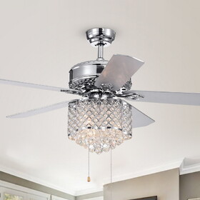 Warehouse of Tiffany CFL-8316CH Deidor 52 in. 3-Light Indoor Chrome Finish Hand Pull Chain Ceiling Fan with Light Kit