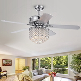 Warehouse of Tiffany CFL-8316REMO/CH Deidor 5-blade 52-inch Chrome Ceiling Fan with 3-Light Crystal Chandelier (Remote Controlled & 2 Color Option)